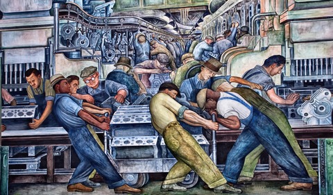 A portion of the north wall of Rivera's murals in the DIA